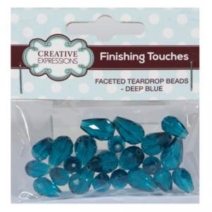 Creative Expressions Faceted Teardrop Beads Deep Blue