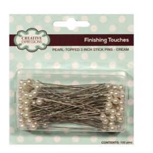 Creative Expressions Pearl-topped Stick Pin - Cream