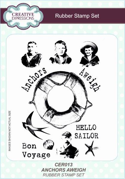 Creative Expressions Anchors Aweigh A5 Pre Cut Rubber Stamp Set