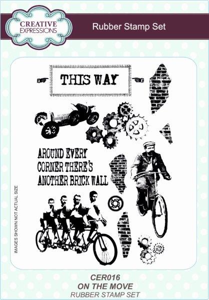 Creative Expressions On The Move A5 Pre Cut Rubber Stamp Set