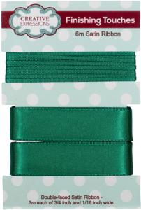 Creative Expressions Satin Ribbon Forest Green 3m each 3/4 in & 1/16 in
