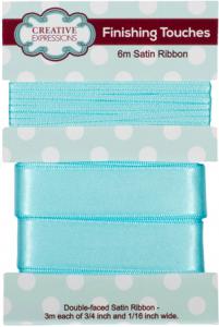Creative Expressions Satin Ribbon Ocean Blue 3m each 3/4 in & 1/16 in