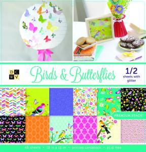 DCVW Birds and Butterflies Premium Card Stack 48 sheets 12 in x 12 in