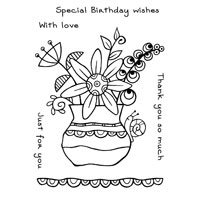Woodware Clear Singles Birthday Flowers 4 in x 6 in Stamp