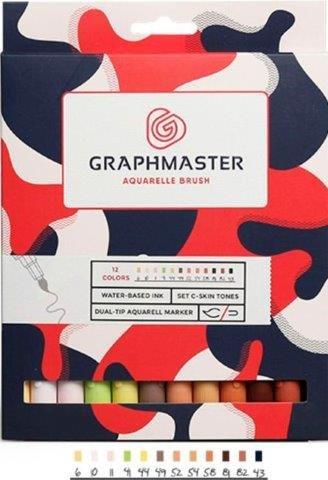 Graphmaster Aquarelle Brush Set - Skin Tones 12