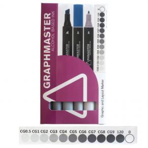 Graphmaster Alcohol Markers Set E Cool Grey - 12pcs