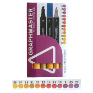 Graphmaster Alcohol Markers Set C Yellow Red - 12 pcs