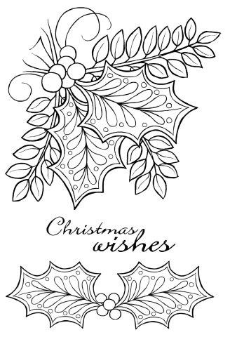 Woodware Clear Singles Doodle Holly 4 in x 6 in Stamp