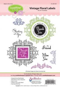 Justrite Vintage Floral Labels Cling Stamp Set