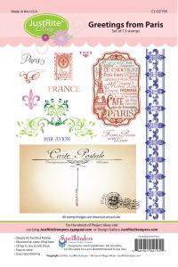 Justrite Greetings From Paris Cling Stamp Set