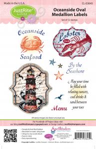 Justrite Oceanside Oval Medallion Labels Cling Stamp Set