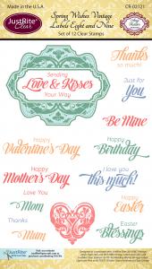 Justrite Spring Wishes Vintage Labels Eight Clear Stamp Set
