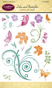 Justrite Lillies and Butterflies Clear Stamp Set