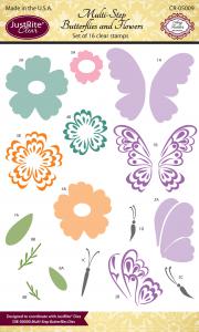Multi-Step Butterflies and Flowers Clear Stamp Set