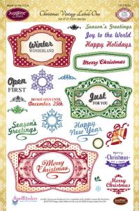 Justrite Christmas Vintage Labels Clear Stamp Set