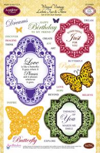 Justrite Winged Vintage Labels Two & Three Clear Stamp Set