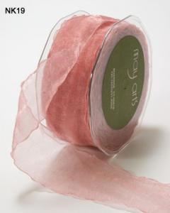 Ribbon Sheer Wrinkled Edge Dusty Pink 30yds 1.5