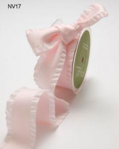 Ribbon Faux Suede/Ruffle Edge Pink 10yds 1.5