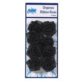 Creative Expressions Organza Ribbon Roses Black pk 8