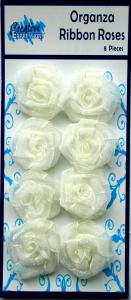 Creative Expressions Organza Ribbon Roses Ivory