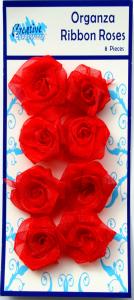 Creative Expressions Organza Ribbon Roses Bright Red