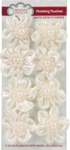 Creative Expressions Satin Flowers White pk 8
