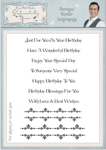 Sentimentally Yours Baroque Border Sentiments A5 Clear Stamp Set