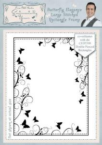 Sentimentally Yours Butterfly Elegance Large Stitched Rectangle Frame Pre Cut Stamp