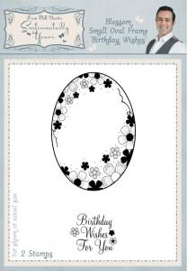 Sentimentally Yours Blossom Small Oval Frame Birthday Wishes Pre Cut Stamp Set 2