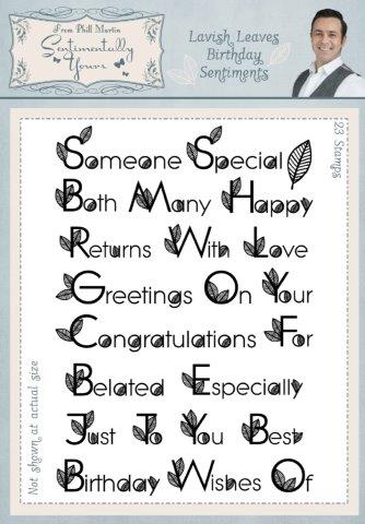 Sentimentally Yours Lavish Leaves Birthday Sentiments A5 Clear Stamp Set