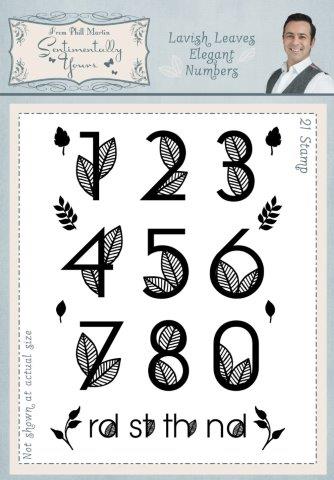 Sentimentally Yours Lavish Leaves Elegant Numbers A6 Clear Stamp Set