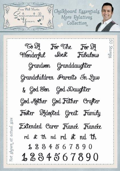 Sentimentally Yours Chalkboard Essentials More Relatives Collection A5 Clear Stamp Set