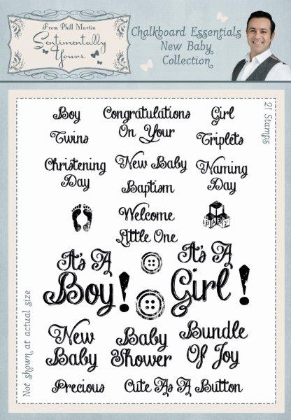 Sentimentally Yours Chalkboard Essentials New Baby Collection A5 Clear Stamp Set