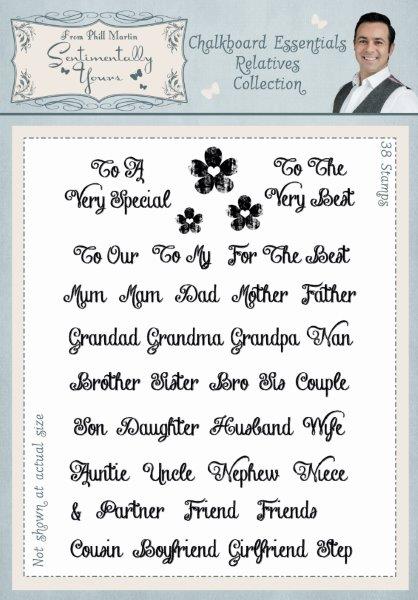 Sentimentally Yours Chalkboard Essentials Relatives Collection A5 Clear Stamp Set