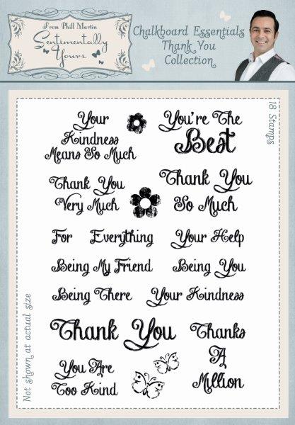 Sentimentally Yours Chalkboard Essentials Thank You Collection A5 Clear Stamp Set
