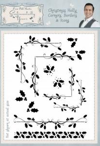 Sentimentally Yours Christmas Holly Corners Borders & Icons A5 Clear Stamp Set