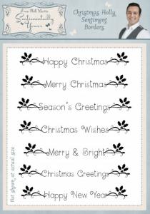 Christmas Holly Sentiment Borders A5 Clear Stamp Set