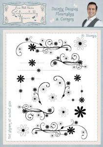 Sentimentally Yours Dainty Daisies Flourishes & Corners A5 Clear Stamp Set