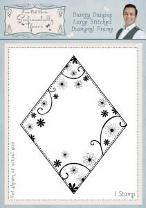 Sentimentally Yours Dainty Daisies Large Stitched Diamond Frame Pre Cut Stamp