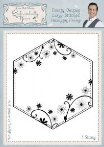 Sentimentally Yours Dainty Daisies Large Stitched Hexagon Frame Pre Cut Stamp