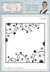 Sentimentally Yours Dainty Daisies Large Stitched Square Frame Pre Cut Stamp