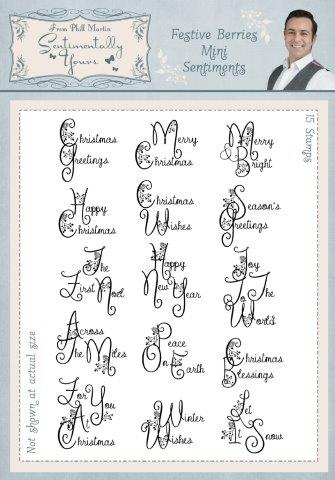 Sentimentally Yours Festive Berries Mini Sentiments A5 Clear Stamp Set