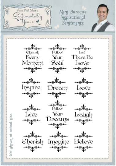 Sentimentally Yours Mini Barouque Inspirational Sentiments A5 Clear Stamp Set
