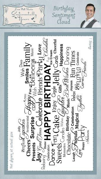 Sentimentally Yours Birthday Sentiment Cloud Rubber Stamp