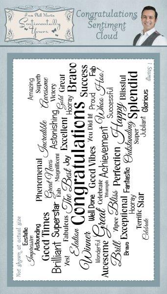 Sentimentally Yours Congratulations Sentiment Cloud Rubber Stamp