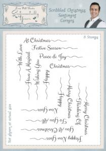 Sentimentally Yours Scribbled Christmas Sentiments Corners Clear Stamp Set