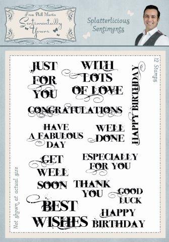 Sentimentally Yours Splatterlicious Sentiments A5 Clear Stamp Set