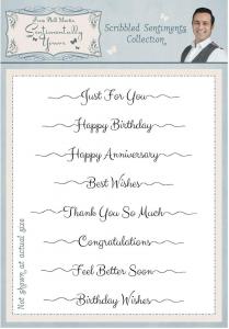 Sentimentally Yours Scribbled Sentiments Collection A5 Clear Stamp Set