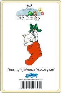 Tatty Button - Christmas Stocking Kat Mounted Stamp