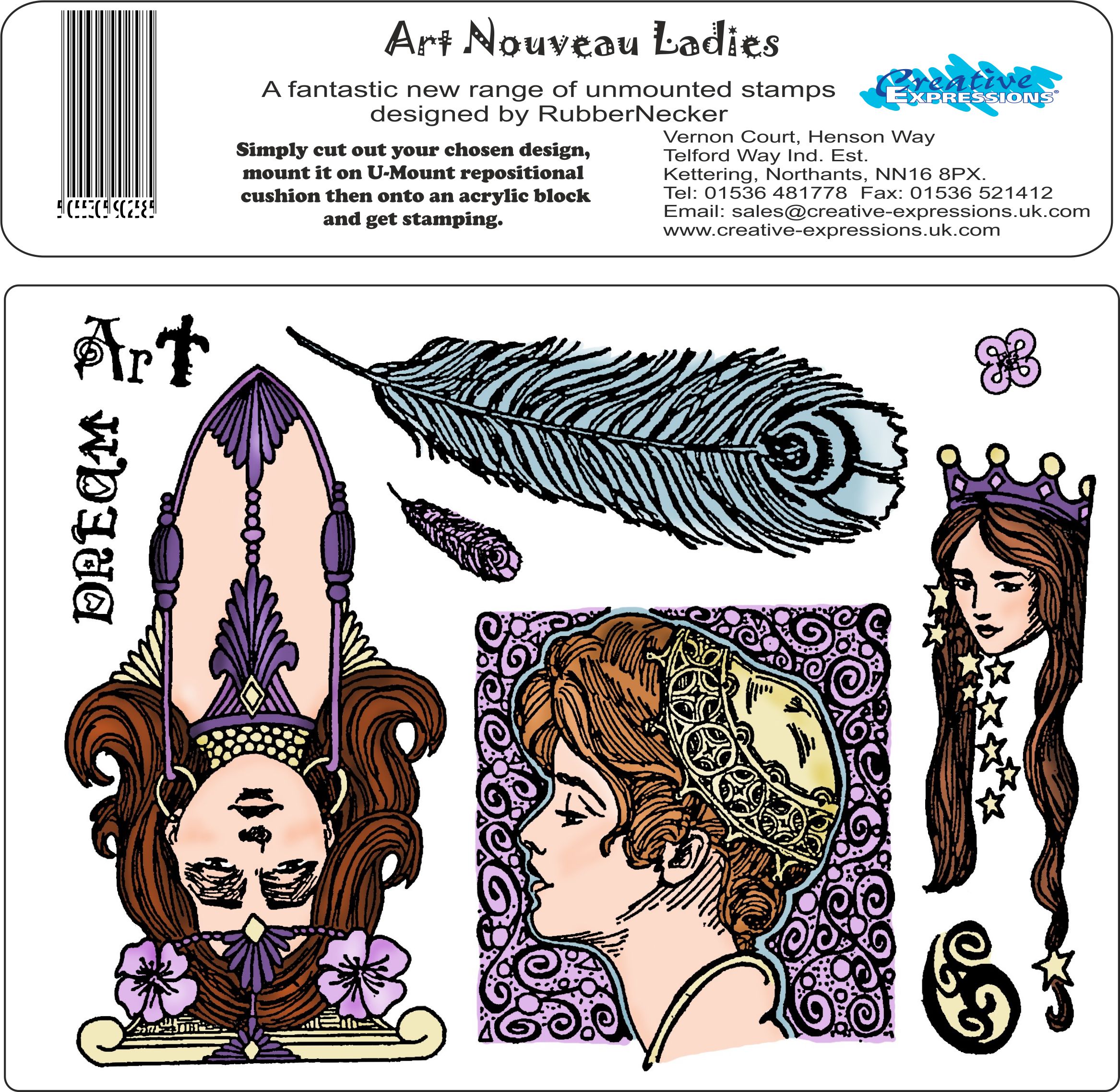 Creative Expressions Umount Art Nouveau Ladies A5 Stamp Plate